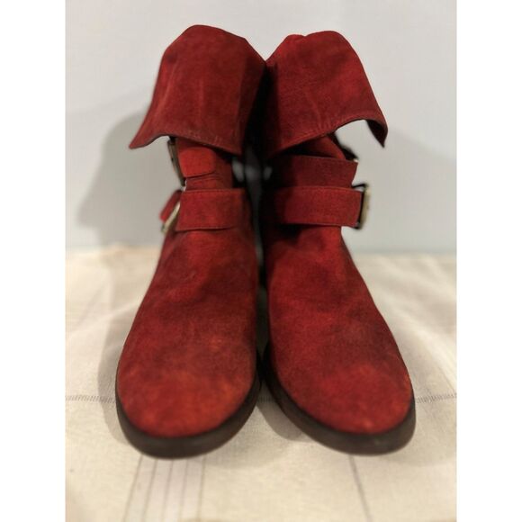 Donald J Pliner Dark Red Suede Mid-Calf Boots - Size 6.5M - Picture 12 of 12